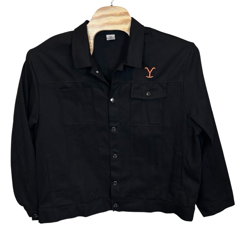 Yellowstone Black Cotton Workwear Jacket XXL Orange Logo Embroidery